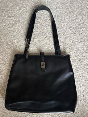 Black GUESS Leather Tote Bag - Classic Shoulder Handbag